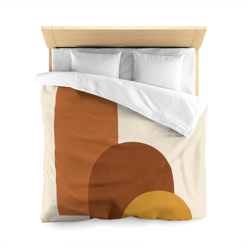 Microfiber Duvet Cover Boho Style, Design 16, Queen Duvet Cover, Orange/Brown/Yellow/White