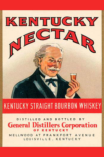« kentucky, droit bourbon droite whiskey », affiche rétro, H 36 po x l 24 po x P 1,5 po