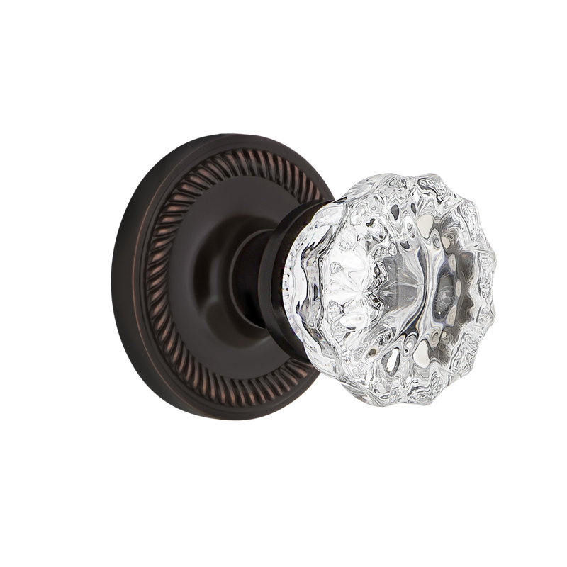 Rope Rosette with Crystal Door Knob, Timeless Bronze