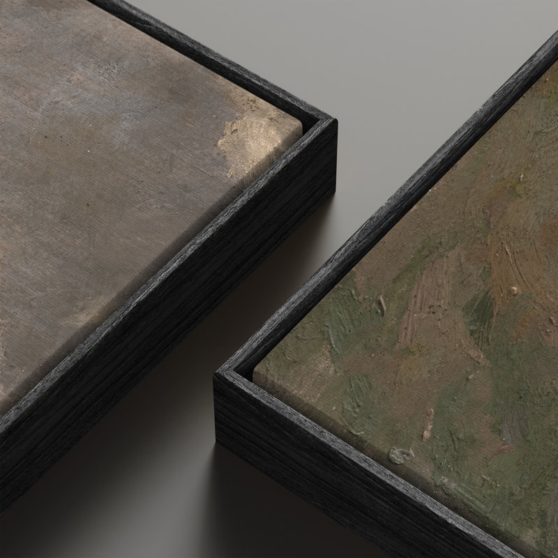 «Vintage Landscape Wall Art», ensemble de 2 toiles encadrées 20 x 60 pouces, Noir