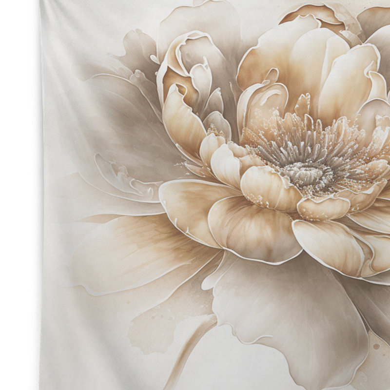 Tapisserie en polyester polyester fleur beige, H 32 po x l 39 po