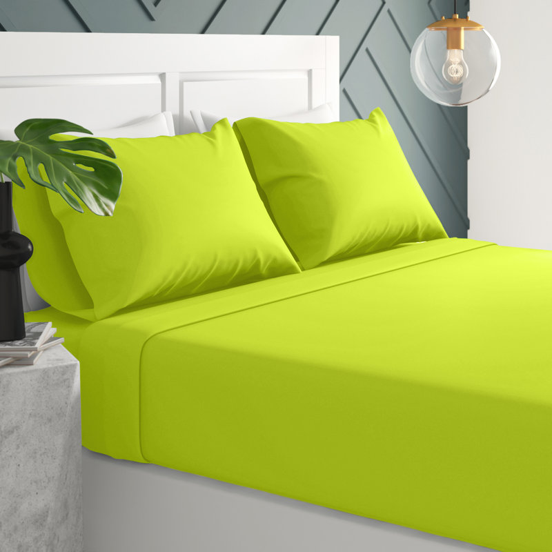  Ensemble de draps 1500 fils, Lit double, Limette