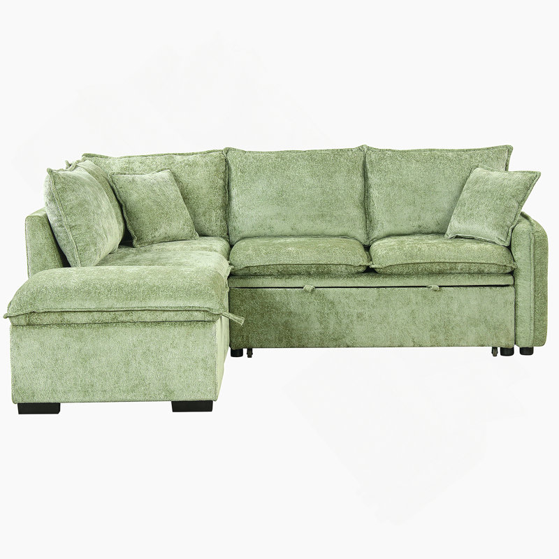 Canapé-lit modulaire convertible en L 82,67 po, Chenille verte