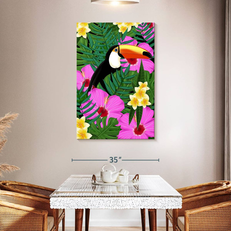Tropical Toucan Illustration, 48" H x 32" W
