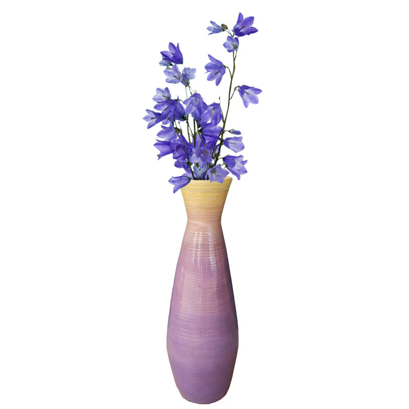 Handmade Wood Floor Vase, Purple, 8" H x 8" W x 8" D
