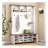 Farmhouse 4-In-1 Hall Tree With 6 Hooks, Practical Walnut Entryway Bench With Adjustable Shelves,  Wooden Style Rustic Shoe Organizer With 16 Open Compartments For Mudroom, Living Room, White-876321422