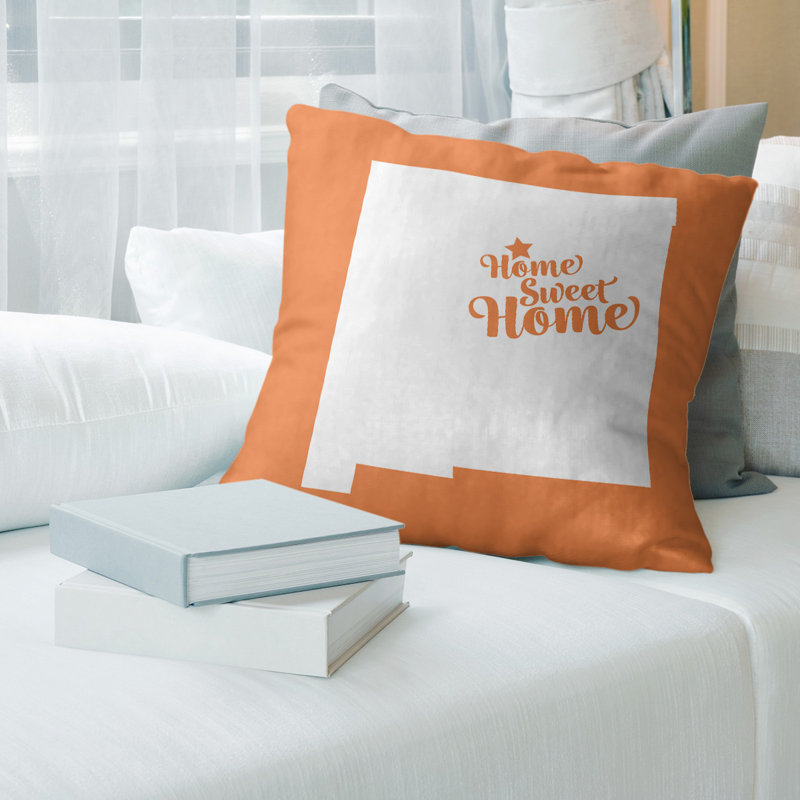 Coussin en lin us villes & states, Santa Fe, 26 po x 26 po, Orange