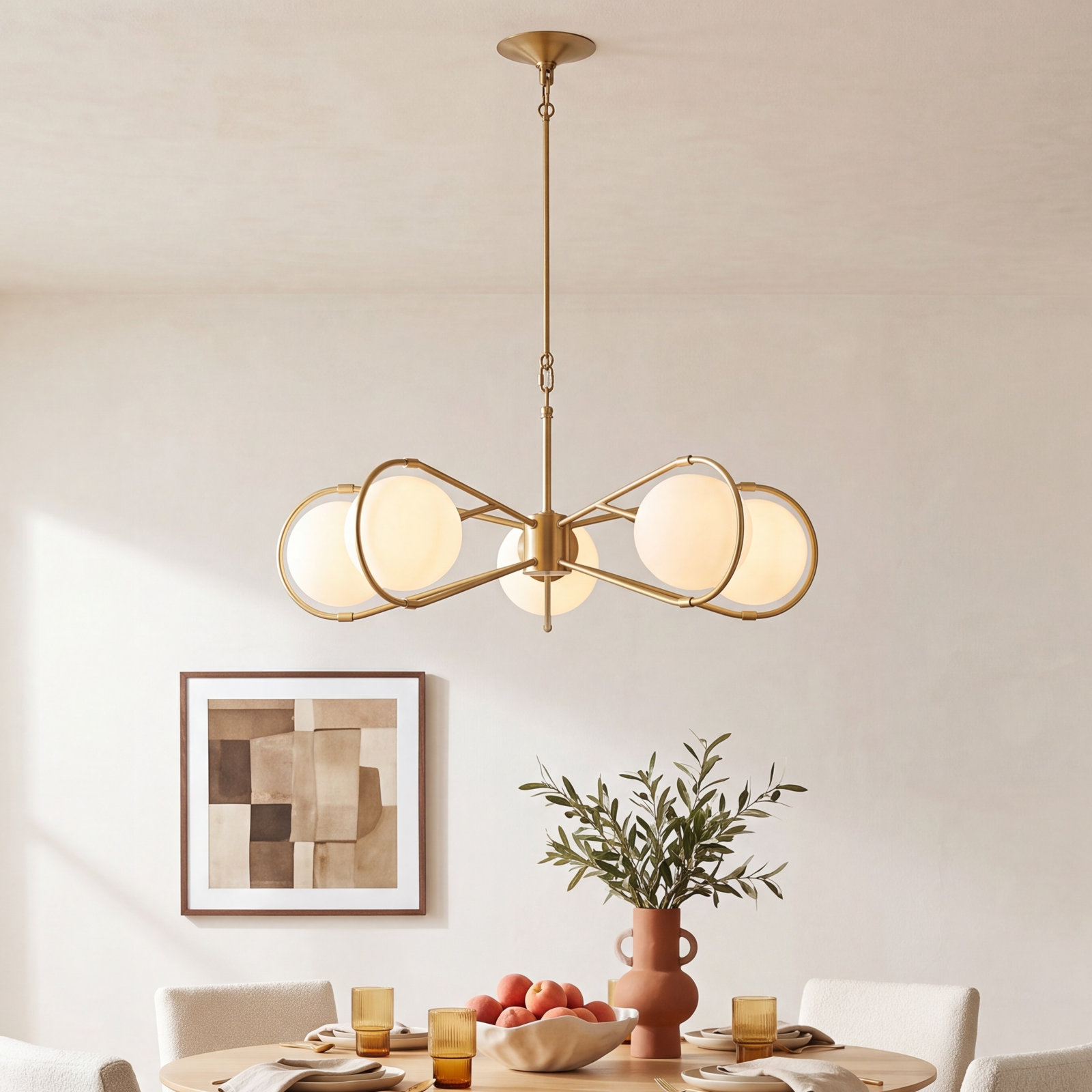 5 - Light Dimmable Geometric Chandelier