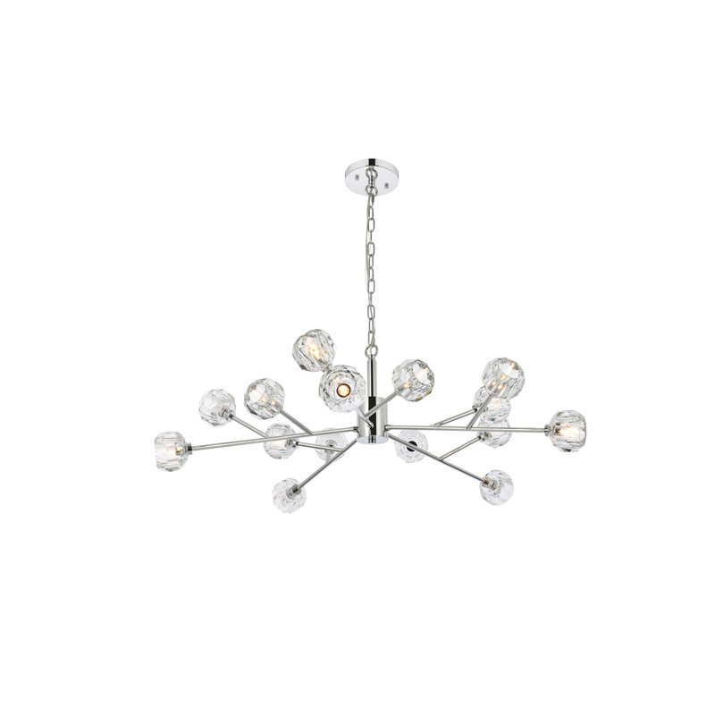 Luminaire suspendu sphérique spoutnik 15 lumières Alaiah, Chrome