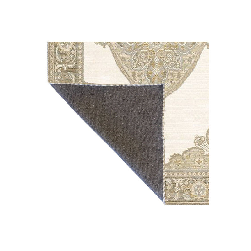 Tapis décoratif traditionnel rétro traditionnel lavable à la machine, Carré 4 pi 11 po