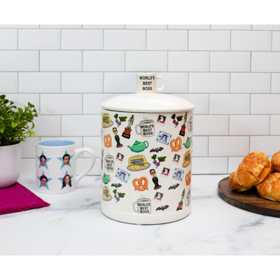 The Office Icons Ceramic Snack Jar With Molded Knob Lid