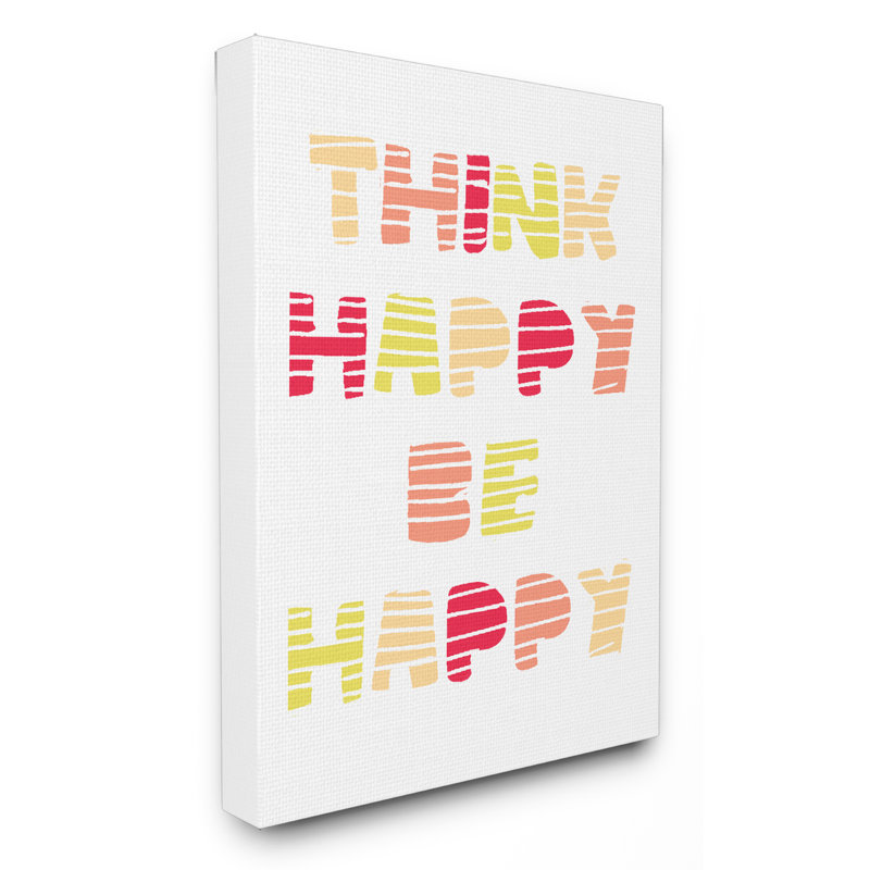 Art textuel sur les couleurs chaleureuses happy be be, H 30 po x l 24 po, Toile tendue