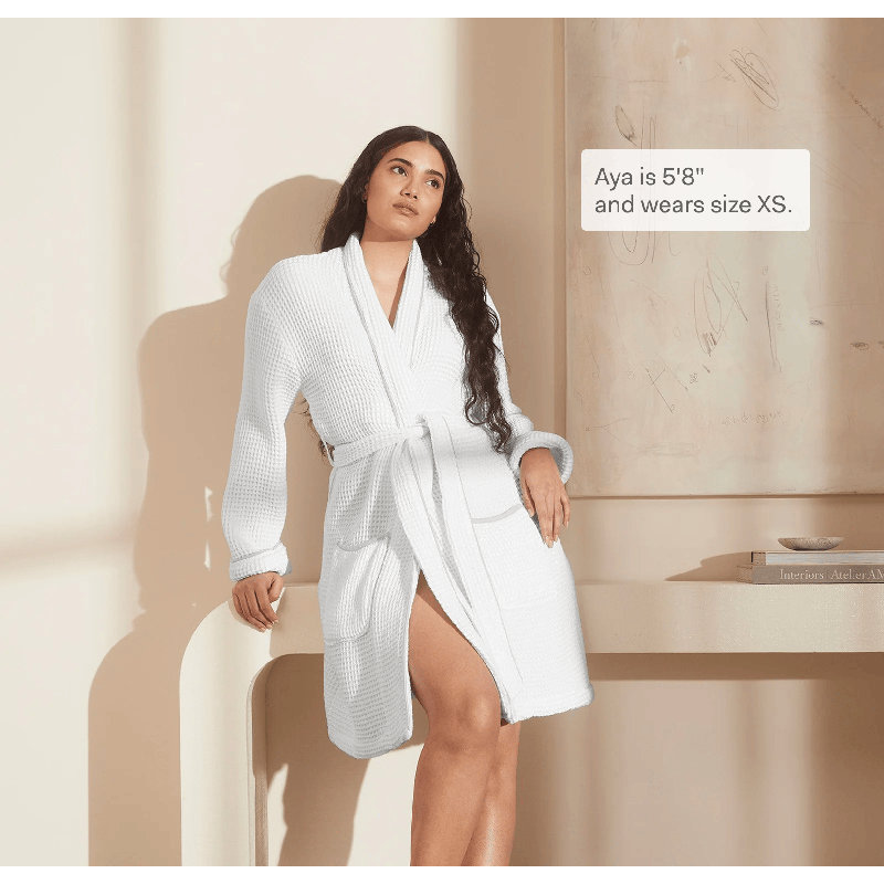 Waffle Robe, XL, White;Shore