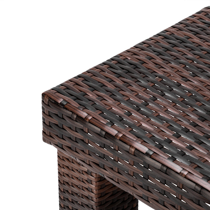 Brown Wicker Rectangular Outdoor Dining Table Bar Table