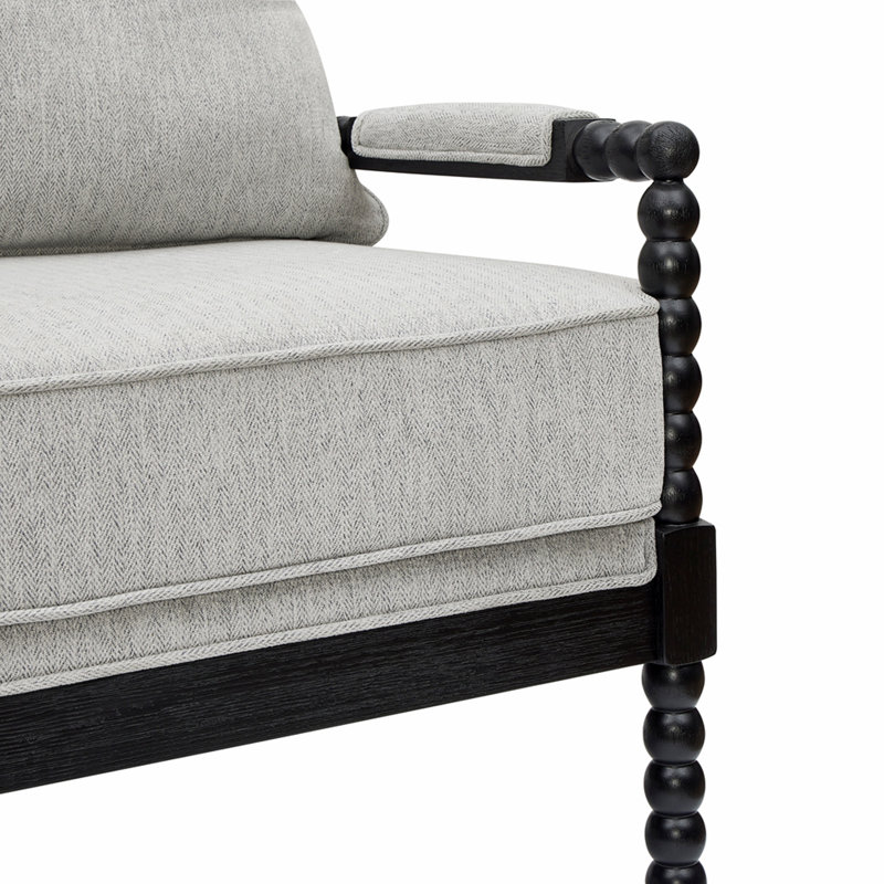 Chaise d'appoint rembourrée avec structure en bois tourné, gris, Gris, Gris, Noir