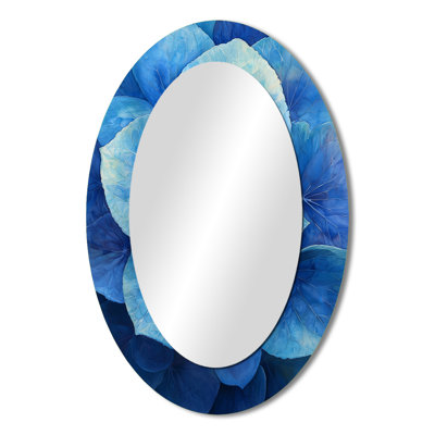 Blue Green Hydrangea Vortex II - Traditional Oval Wall Mirror