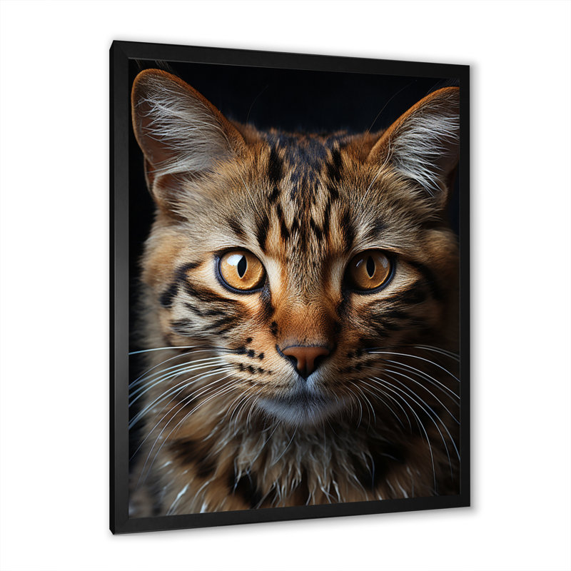 «Talal Animal Cat Selfie», reproduction sur toile, Cadre simple noir, H 32 po x l 24 po x P 1 po