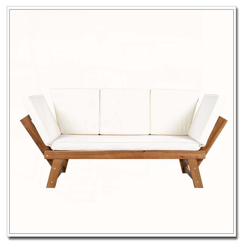 Méridienne d'extérieur réglable, Naturel + beige