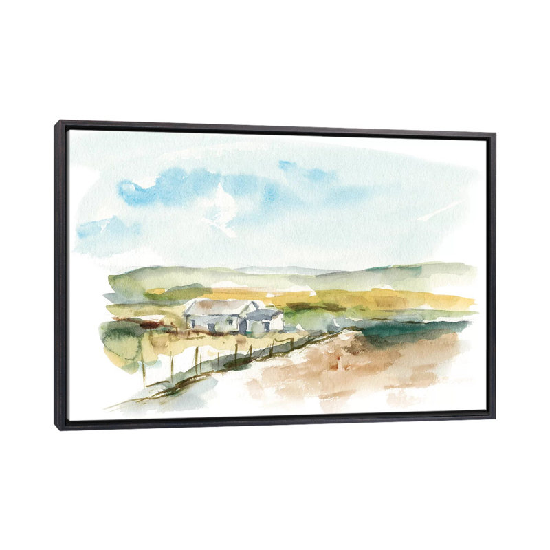 "Rural plein air III" par Ethan Harper, reproduction d’art, Encadrement noir décoloré, H 40 po x l 60 po x P 1,5 po