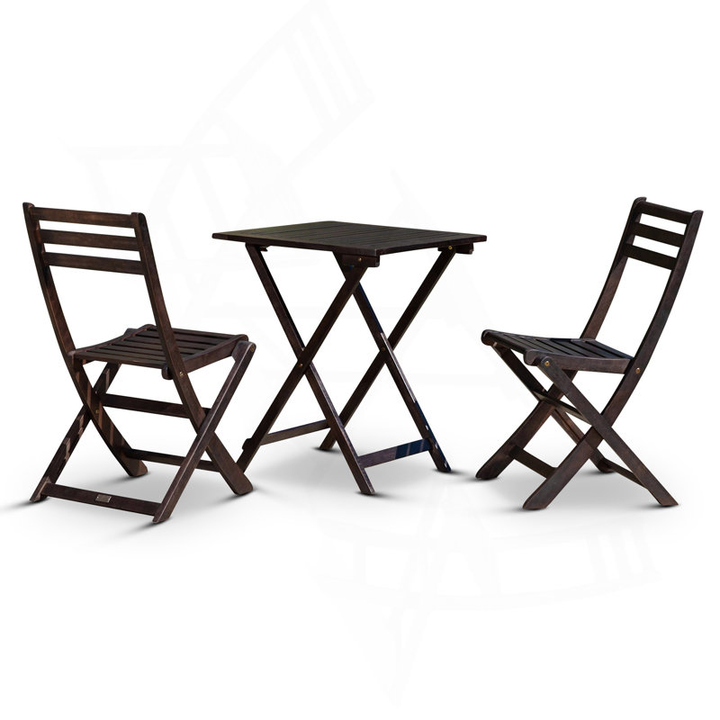 3-Piece Eucalyptus Bistro Set, Square, Espresso, Espresso
