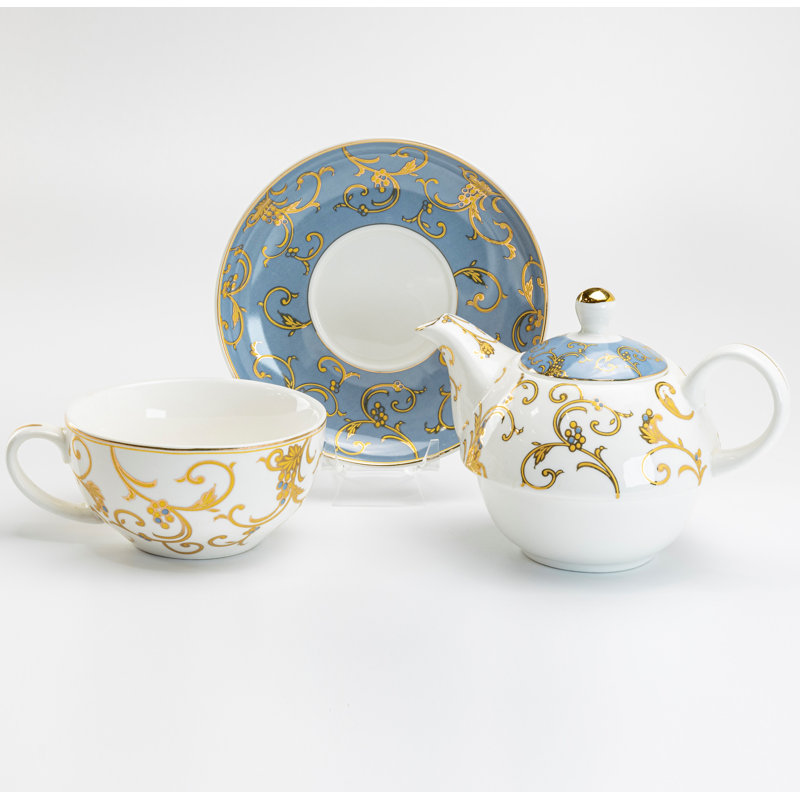 Ensemble de thé 4 pièces Regency, Bleu cendré