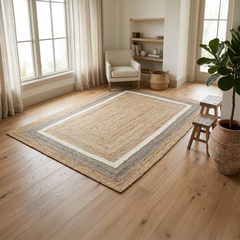 Tapis en jute tressé à la main, Rectangle 9 pi x 12 pi