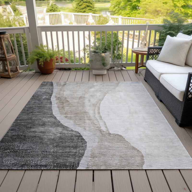Blondean Washable Abstract Indoor / Outdoor Rug, Rectangle 9' x 12'