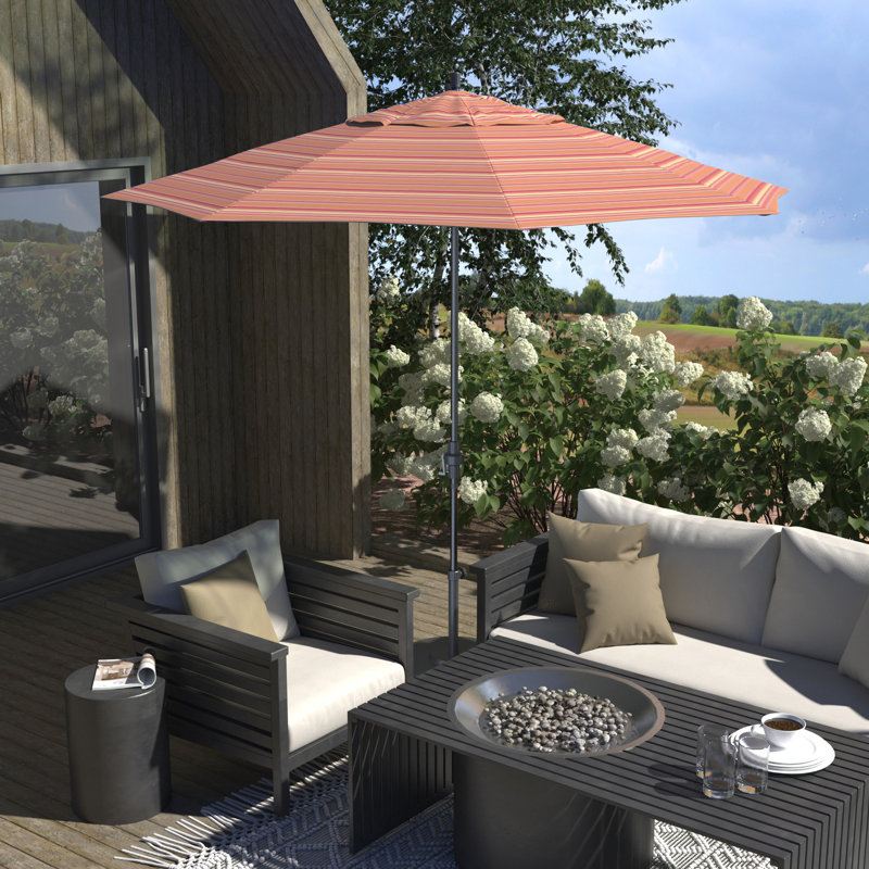 Parasol de patio gris 11 pi, Sunbrella® rayé orange