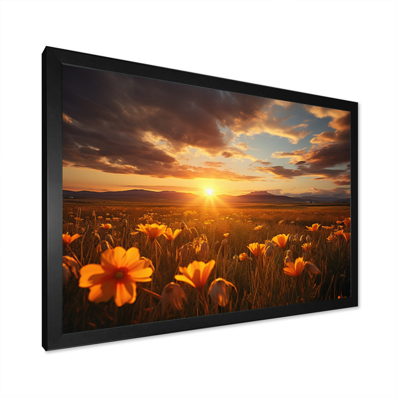 Coucher de soleil sur les prairies - Reproduction d'art mural paysage coucher de soleil, H 34 po x l 44 po x P 1,5 po