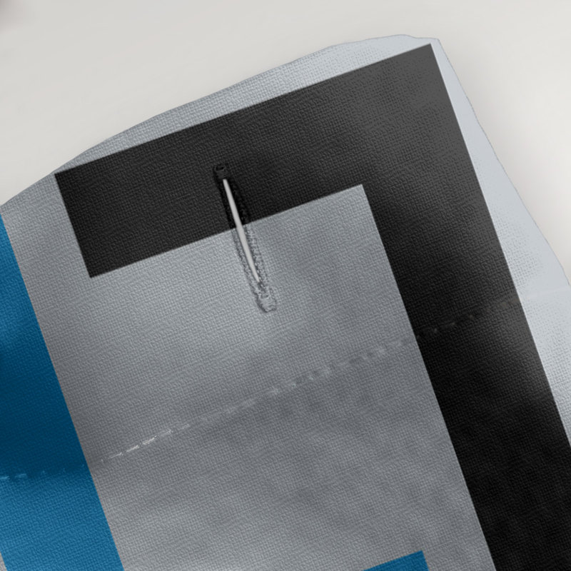 Rideau de douche géométrique simple, Bleu Honolulu / noir / argent, Non