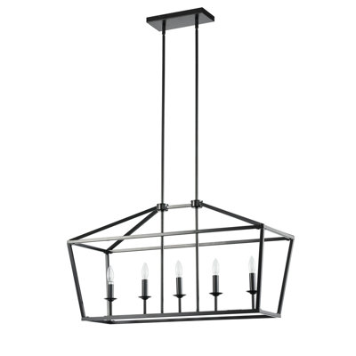 Lustre linéaire pour îlot de cuisine à 5 lumières Chiel