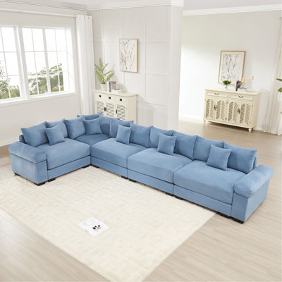 Oversized Cloud Modular Sectional Couch,Convertible Sectional Couches Deep Seat Extra-Wide Armrests, 18Throw Pillows Premium Corduroy Fabric, Ergonomic Design,Easy Assembly, For Study