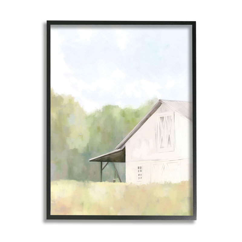 «Country Barn Landscape on Wood» par Amy Hall, peinture, H 20 po x l 16 po x P 1,5 po