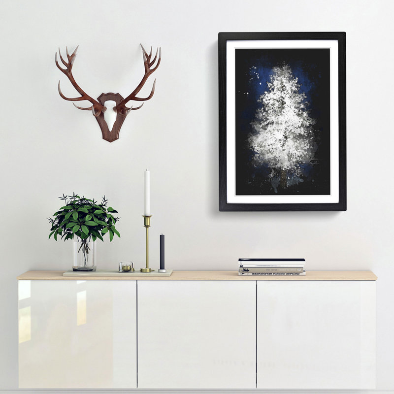 Tree at Winter - Picture Frame Graphic Art Print, 87cm H x 62cm W x 2cm D, Black Framed