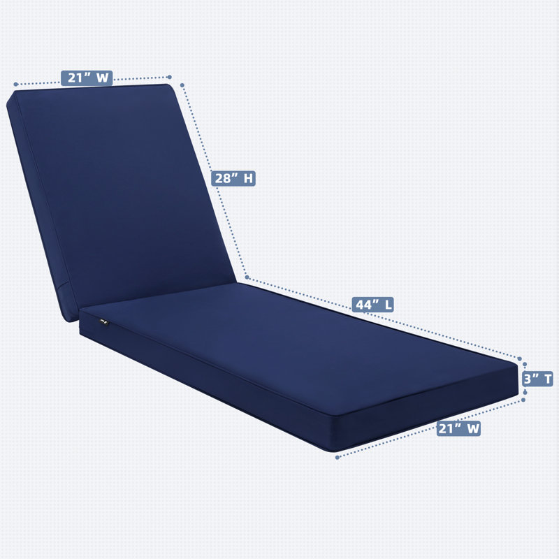 Chaise Lounge Cushions Outdoor 72 x 21 x3 Inch Waterproof & 3-Year Fade Resistant Outdoor Lounge Chair Cushions with Removable Cover for Patio Pool Lounge Chairs