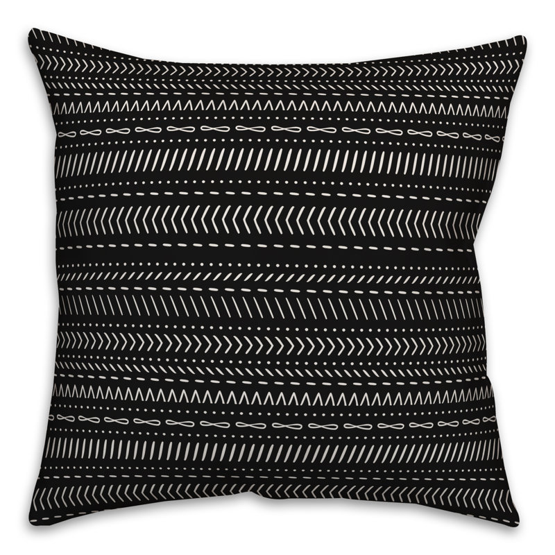 Chevron Throw Pillow, 16" x 16", Black Geometric 2