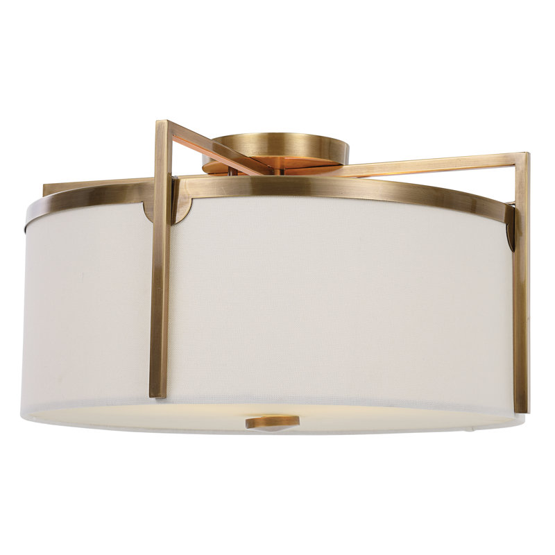 Plafonnier semi-encastré 3 lumières Everly Quinn Colfax Brass
