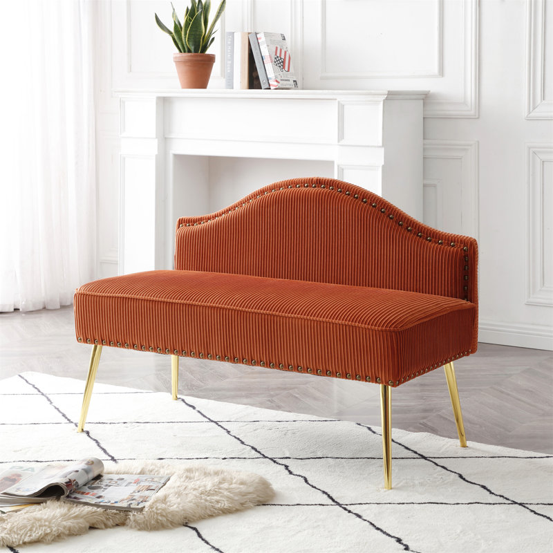 Causeuse en velours 46,5 po, Orange