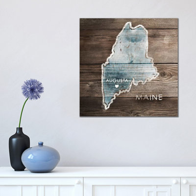 Maine Rustic Map - Wrapped Canvas Print