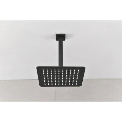 Pomme de douche noire matte - acier inoxydable, pluviométrie élevée pour la salle de bain, noir pluvieux, expérience agréable en acier