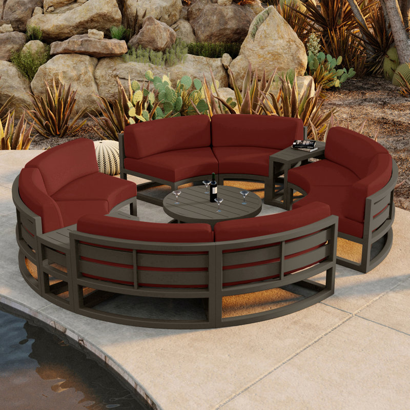 Avion Outdoor 7 - Piece Conversation Set, Slate, Cast Silver Sunbrella®
