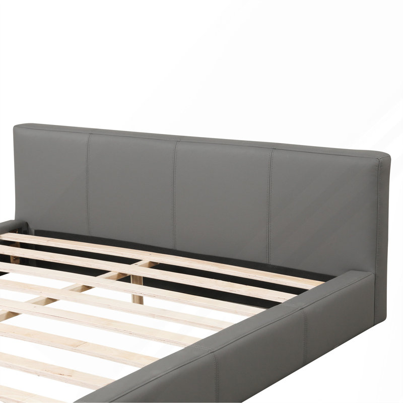 Très grand lit tapissier élégant gris - idéal pour les chambres modernes