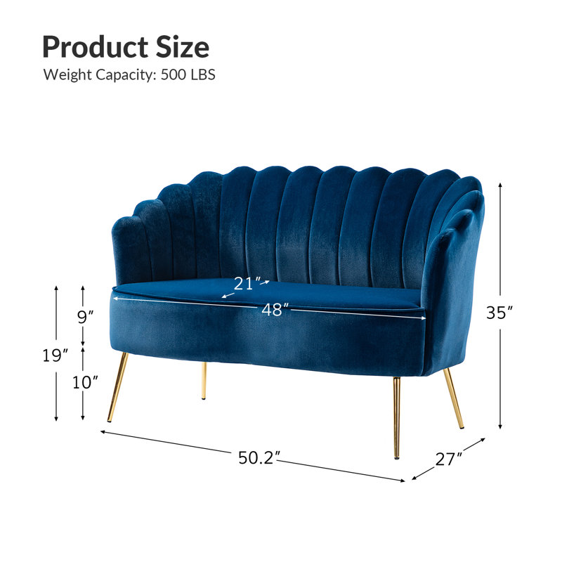 Causeuse Hendrix, Velours bleu marine