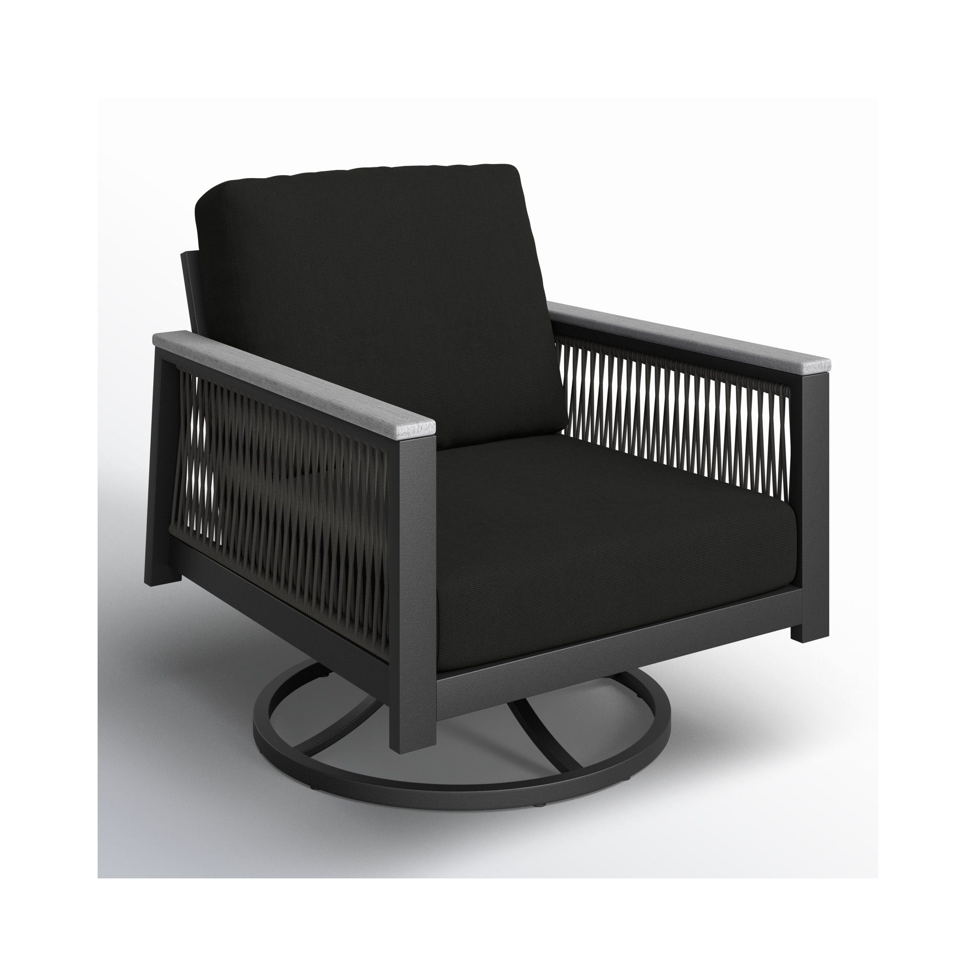 Townsend Outdoor Townsend Swivel Rocker Metal Chair with Sunbrella® Cushion, Canvas Black Sunbrella® Canvas