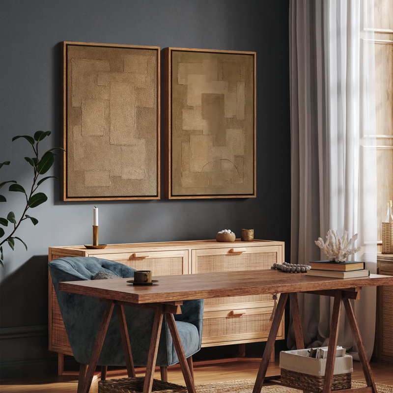 Art mural encadré, rétro, antique, classique pour chambre à coucher - 16 po x 24 po x 2 panneaux, H 24 po x l 16 po, Naturel