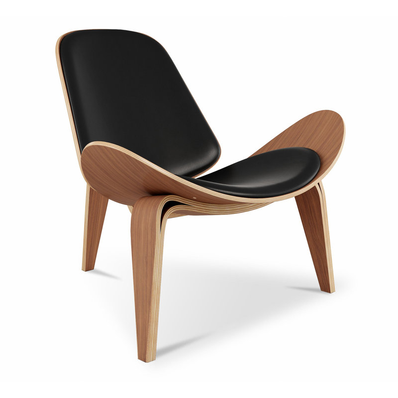 Arch Shell Chair, Black Leather