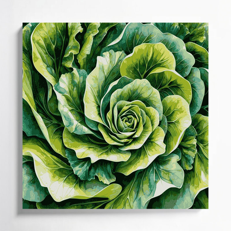 Art mural sur toile vert, H 32 po x l 32 po