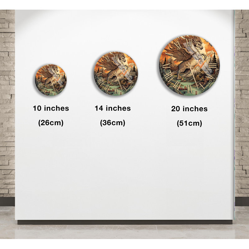 Horloge murale en verre trempé à oreilles Dragon, 14 pouces, Noir anglais