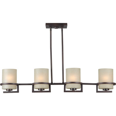 Luminaire suspendu linéaire pour îlot de cuisine 4 lumières Roanoke
