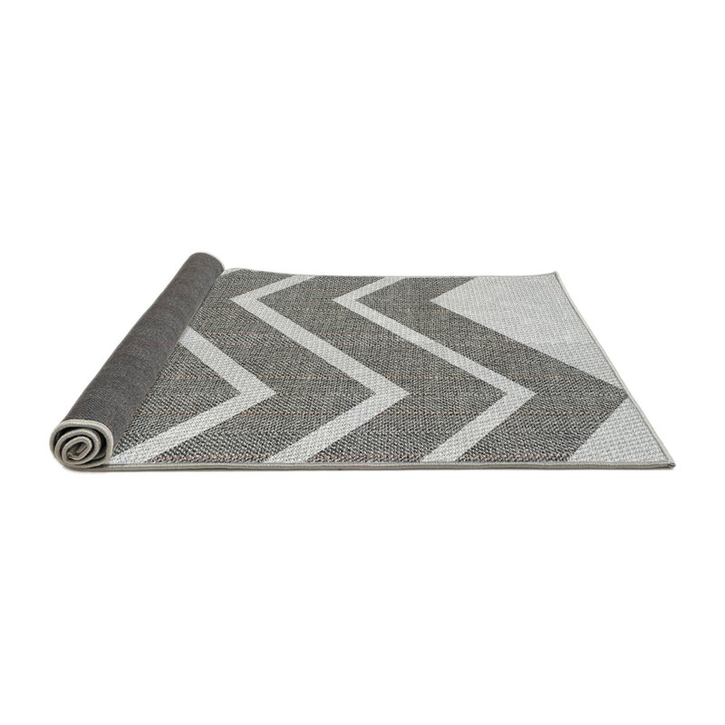 Tapis gris à chevrons Antroy, Rond 5 pi